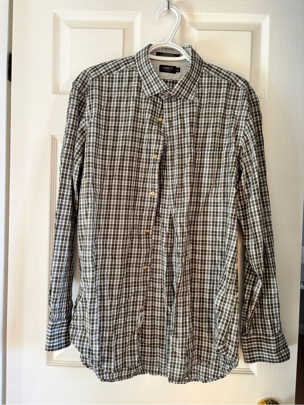 INC International Concepts Men's Olive Plaid Long-Sleeve Button-Down Shirt